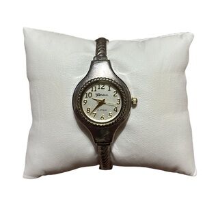 Geneva Silver-Tone Watch with White Dial and Braided Band